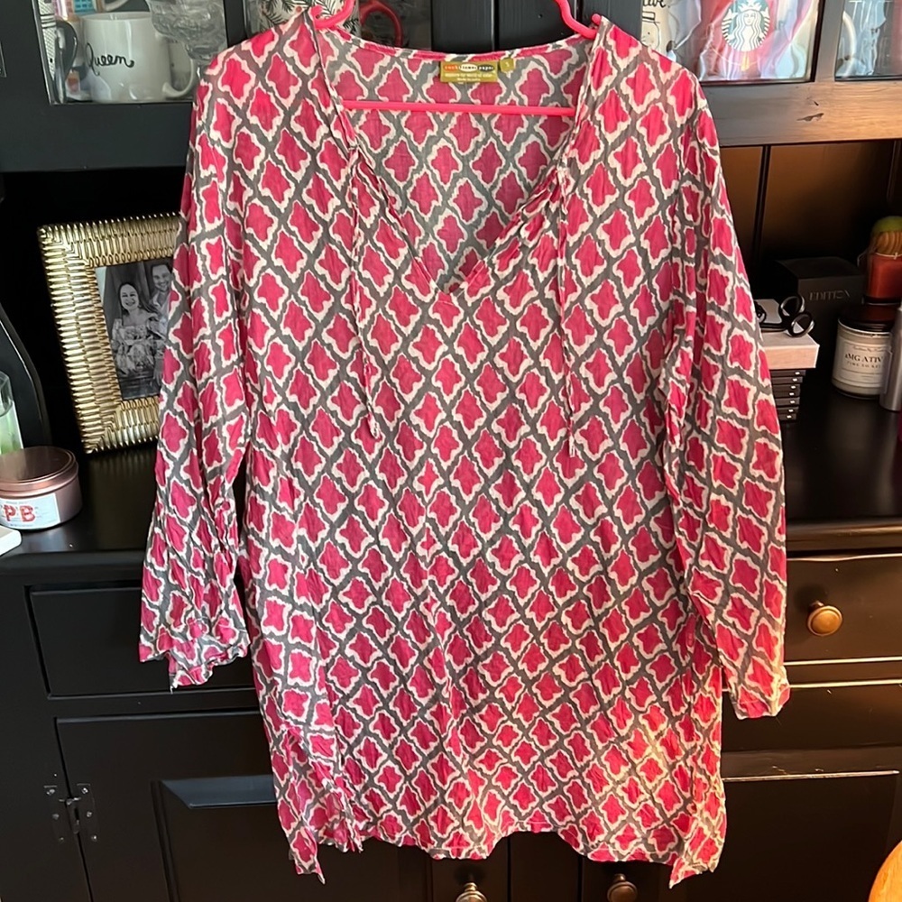 ROCK FLOWER PAPER Pink & Gray Swim Cover-Up — Size Small — Beach/Pool Resort